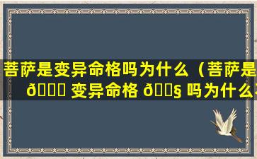 菩萨是变异命格吗为什么（菩萨是 🐕 变异命格 🐧 吗为什么不能供奉）